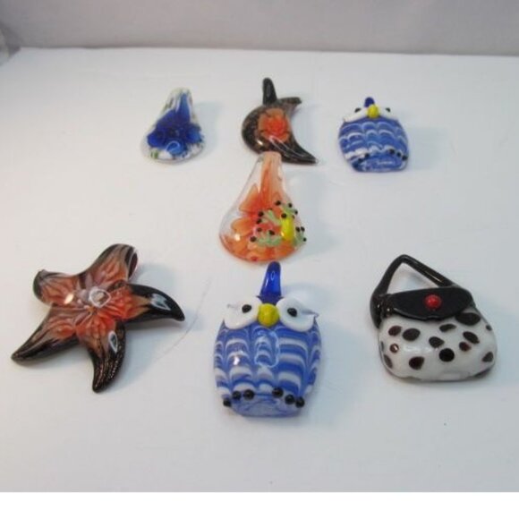 Variety of 7 Murano Art Glass Pendants - Picture 2 of 14